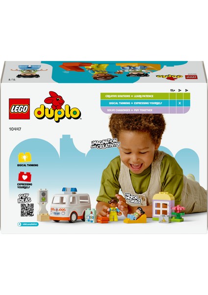 ® DUPLO® Ambulans ve Sürücü 10447 - 2 Yaş & Üzeri Çocuklar için Eğitici Oyuncak Yapım Seti (19 Parça)