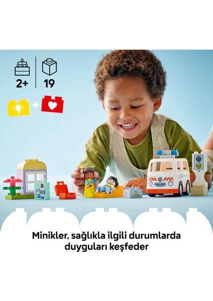 ® DUPLO® Ambulans ve Sürücü 10447 - 2 Yaş & Üzeri Çocuklar için Eğitici Oyuncak Yapım Seti (19 Parça)