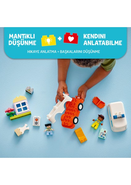 ® DUPLO® Ambulans ve Sürücü 10447 - 2 Yaş & Üzeri Çocuklar için Eğitici Oyuncak Yapım Seti (19 Parça)