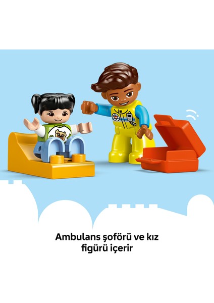 ® DUPLO® Ambulans ve Sürücü 10447 - 2 Yaş & Üzeri Çocuklar için Eğitici Oyuncak Yapım Seti (19 Parça)