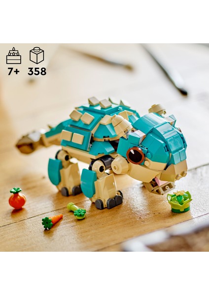 ® Jurassic World Yavru Bumpy: Ankylosaurus 76962 - 7 Yaş & Üzeri Çocuklar için Yaratıcı Oyuncak Dinazor Yapım Seti (358 Pr)