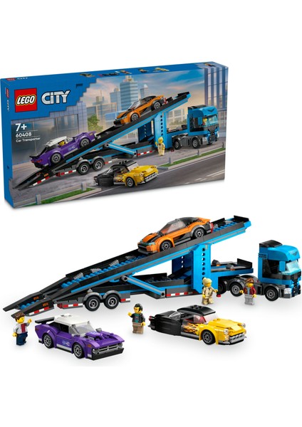 ® City Spor Arabalı Araç Taşıma Kamyonu 60408 - 7 Yaş & Üzeri Çocuklar için Yaratıcı Oyuncak Yapım Seti (998 Parça)