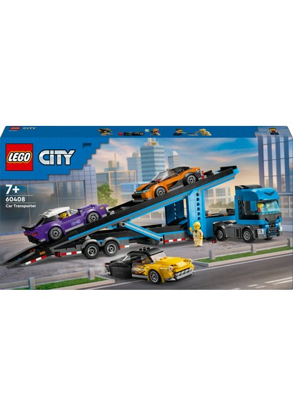 ® City Spor Arabalı Araç Taşıma Kamyonu 60408 - 7 Yaş & Üzeri Çocuklar için Yaratıcı Oyuncak Yapım Seti (998 Parça)