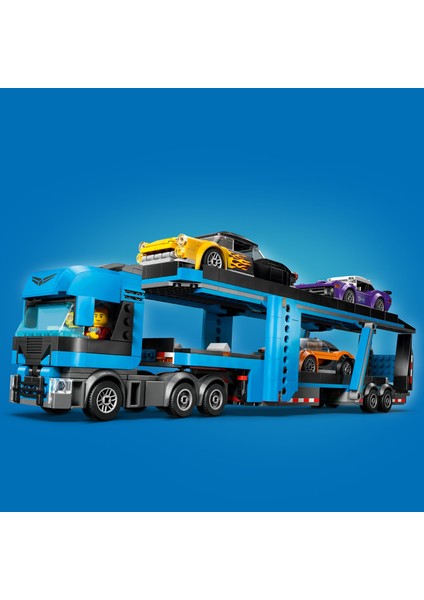 ® City Spor Arabalı Araç Taşıma Kamyonu 60408 - 7 Yaş & Üzeri Çocuklar için Yaratıcı Oyuncak Yapım Seti (998 Parça)