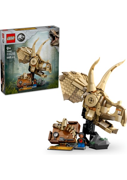 ® Jurassic World Dinozor Fosilleri: Triceratops Kafatası 76969 - 9 Yaş & Üzeri Çocuklar için Oyuncak Yapım Seti (468 P)