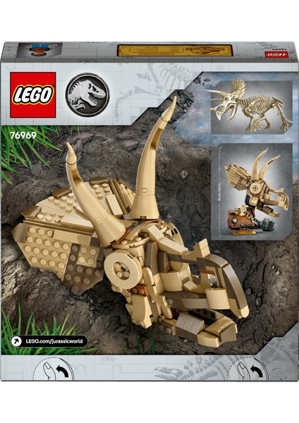 ® Jurassic World Dinozor Fosilleri: Triceratops Kafatası 76969 - 9 Yaş & Üzeri Çocuklar için Oyuncak Yapım Seti (468 P)