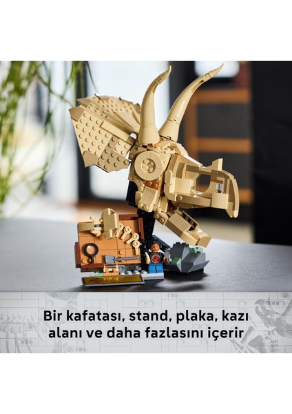 ® Jurassic World Dinozor Fosilleri: Triceratops Kafatası 76969 - 9 Yaş & Üzeri Çocuklar için Oyuncak Yapım Seti (468 P)