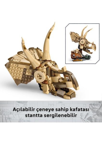 ® Jurassic World Dinozor Fosilleri: Triceratops Kafatası 76969 - 9 Yaş & Üzeri Çocuklar için Oyuncak Yapım Seti (468 P)