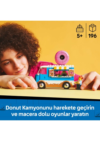 ® City Donut Kamyonu 60452 - 5 Yaş & Üzeri Çocuklar için Yaratıcı Oyuncak Yapım Seti (196 Parça)