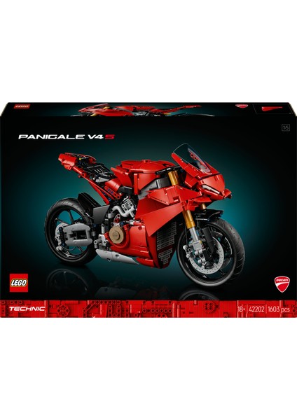 ® Technic Ducati Panigale V4 S Motosiklet 42202 - Yetişkinler için Koleksiyonluk Yaratıcı Model Yapım Seti (1603 Pr)