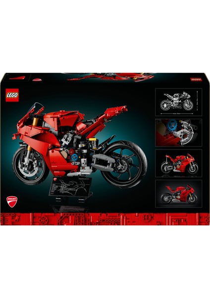 ® Technic Ducati Panigale V4 S Motosiklet 42202 - Yetişkinler için Koleksiyonluk Yaratıcı Model Yapım Seti (1603 Pr)