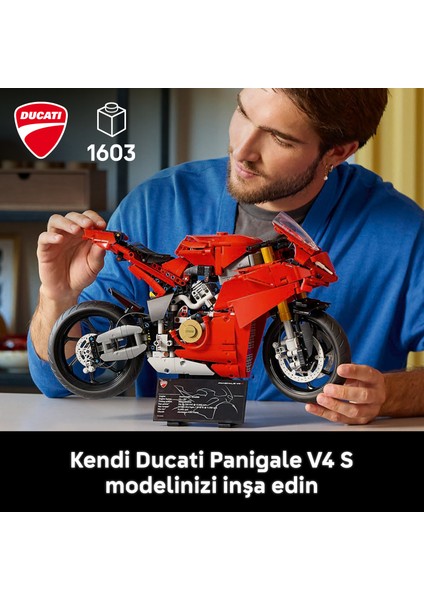 ® Technic Ducati Panigale V4 S Motosiklet 42202 - Yetişkinler için Koleksiyonluk Yaratıcı Model Yapım Seti (1603 Pr)