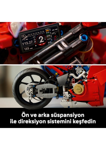 ® Technic Ducati Panigale V4 S Motosiklet 42202 - Yetişkinler için Koleksiyonluk Yaratıcı Model Yapım Seti (1603 Pr)