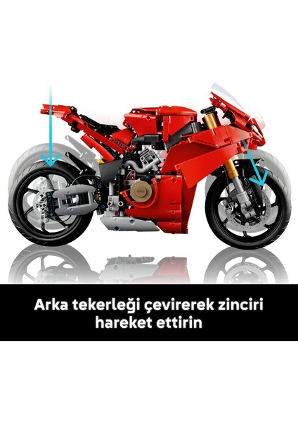 ® Technic Ducati Panigale V4 S Motosiklet 42202 - Yetişkinler için Koleksiyonluk Yaratıcı Model Yapım Seti (1603 Pr)