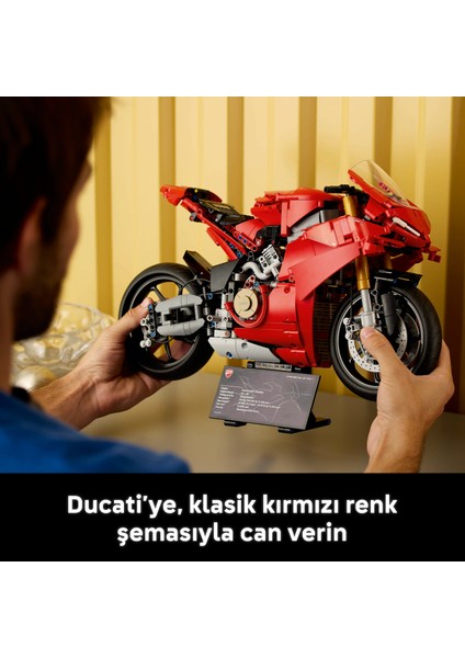 ® Technic Ducati Panigale V4 S Motosiklet 42202 - Yetişkinler için Koleksiyonluk Yaratıcı Model Yapım Seti (1603 Pr)