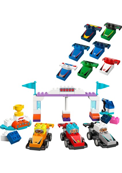 ® DUPLO® F1® Takımı Yarış Arabaları ve Sürücüler 10445 - 2 Yaş & Üzeri Çocuklar için Eğitici Oyuncak Yapım Seti (70 Parça)