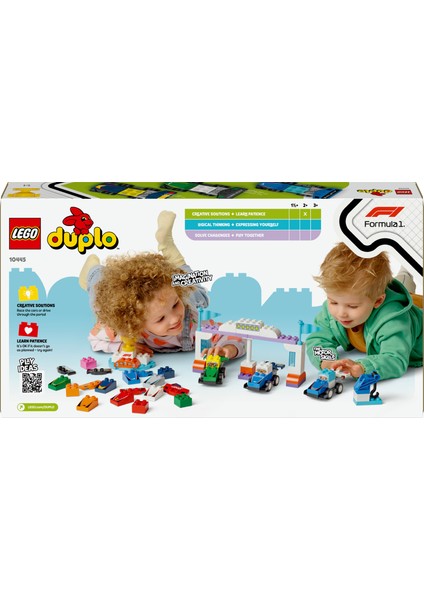 ® DUPLO® F1® Takımı Yarış Arabaları ve Sürücüler 10445 - 2 Yaş & Üzeri Çocuklar için Eğitici Oyuncak Yapım Seti (70 Parça)