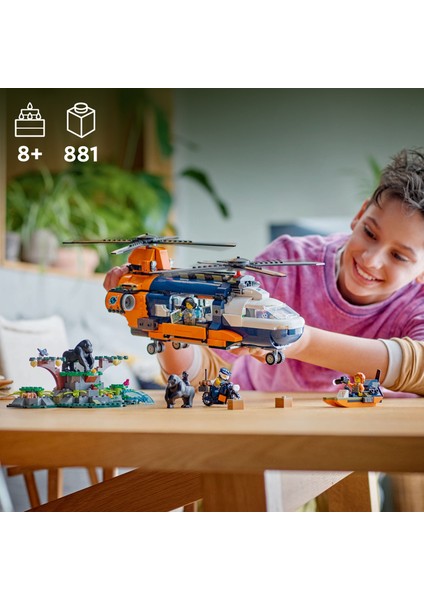 ® City Orman Kaşifinin Helikopteri Kamp Yerinde 60437 - 8 Yaş & Üzeri Çocuklar için Yaratıcı Oyuncak Yapım Seti (881 Parça)