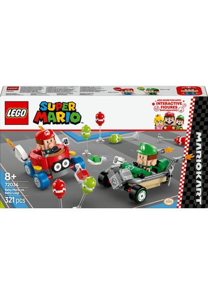® Super Mario™ Mario Kart™ – Baby Mario ile Baby Luigi 72034 - 8 Yaş & Üzeri Çocuklar için Oyuncak Yapım Seti (321 P)