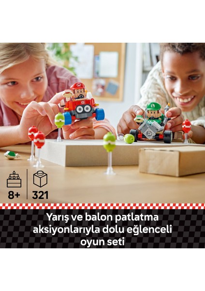 ® Super Mario™ Mario Kart™ – Baby Mario ile Baby Luigi 72034 - 8 Yaş & Üzeri Çocuklar için Oyuncak Yapım Seti (321 P)