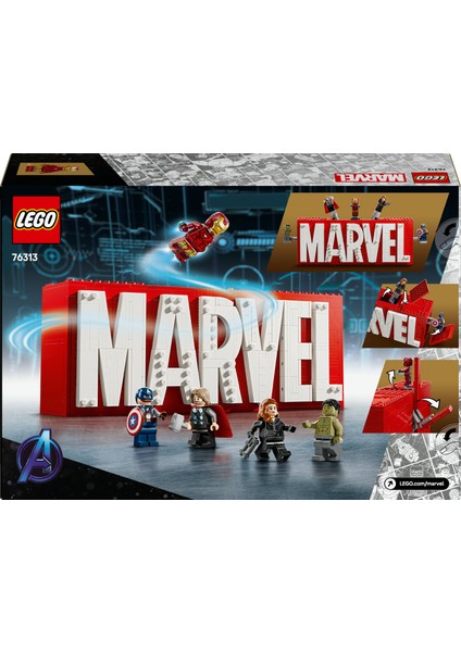 ® Marvel MARVEL Logosu ve Minifigürleri 76313 - 12 Yaş & Üzeri Çocuklar için Yaratıcı Oyuncak Yapım Seti (931 Parça)