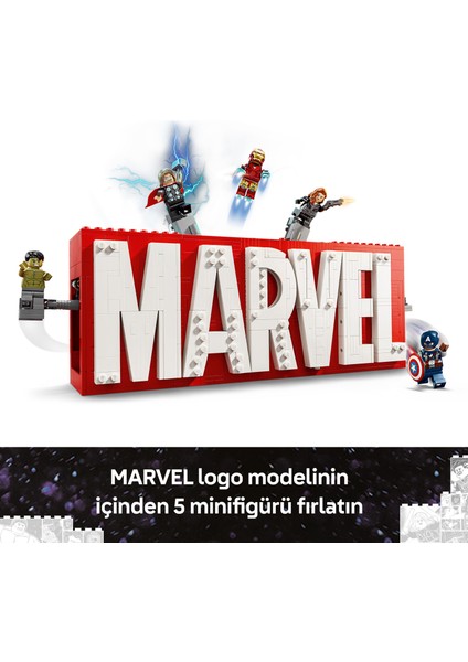 ® Marvel MARVEL Logosu ve Minifigürleri 76313 - 12 Yaş & Üzeri Çocuklar için Yaratıcı Oyuncak Yapım Seti (931 Parça)