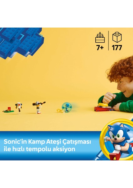 ® Sonic the Hedgehog™ Sonic'in Kamp Ateşi Çarpışması 77001 - 7+ Video Oyunu Seven Çocuklar için Oyuncak Yapım Seti (177 P)