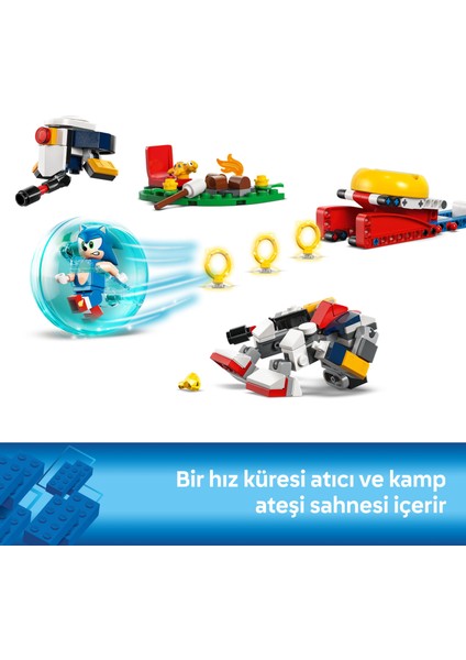 ® Sonic the Hedgehog™ Sonic'in Kamp Ateşi Çarpışması 77001 - 7+ Video Oyunu Seven Çocuklar için Oyuncak Yapım Seti (177 P)
