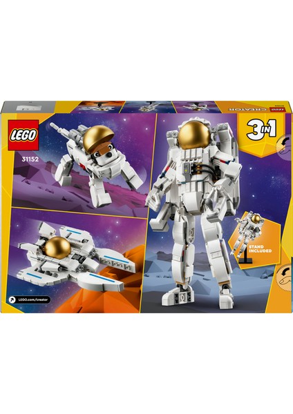 ® Creator 3’ü 1 Arada Uzay Astronotu 31152 - 9 Yaş & Üzeri Çocuklar için Yaratıcı Oyuncak Yapım Seti (647 Parça)