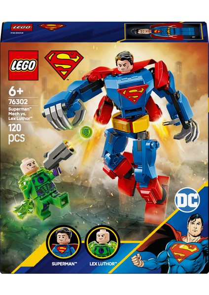 ® DC Batman™ Superman™ Robotu, Lex Luthor™’a Karşı 76302 - 6 Yaş & Üzeri Çocuklar için Oyuncak Yapım Seti (120 Parça)
