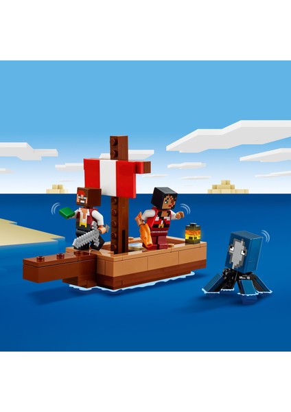 ® Minecraft® Korsan Gemisi Yolculuğu 21259 - 8 Yaş & Üzeri Video Oyunu Seven Çocuklar için Oyuncak Yapım Seti (166 P)