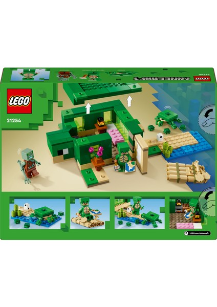 ® Minecraft® Kaplumbağa Plaj Evi 21254 - 8+ Video Oyunu Seven Çocuklar için Yaratıcı Oyuncak Yapım Seti (234 Parça)