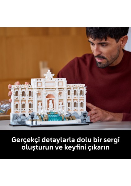 ® Architecture Trevi Çeşmesi 21062 - Yetişkinler için Dekoratif ve Sergilenebilir Model Yapım Seti (1880 Parça)