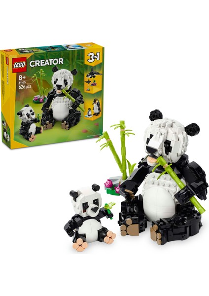 ® Creator 3’ü 1 Arada Vahşi Hayvanlar: Panda Ailesi 31165 - 8 Yaş & Üzeri Çocuklar için Oyuncak Yapım Seti (626 Parça)