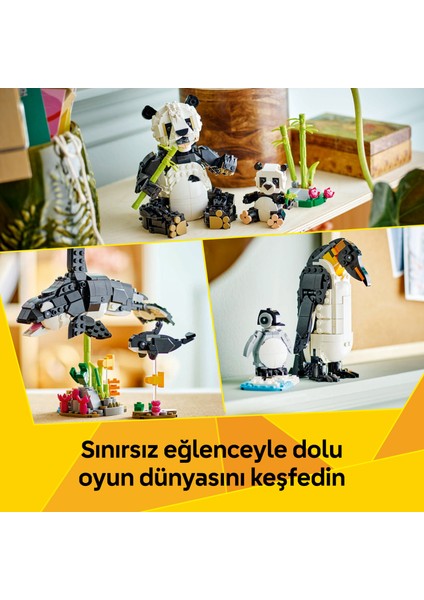 ® Creator 3’ü 1 Arada Vahşi Hayvanlar: Panda Ailesi 31165 - 8 Yaş & Üzeri Çocuklar için Oyuncak Yapım Seti (626 Parça)