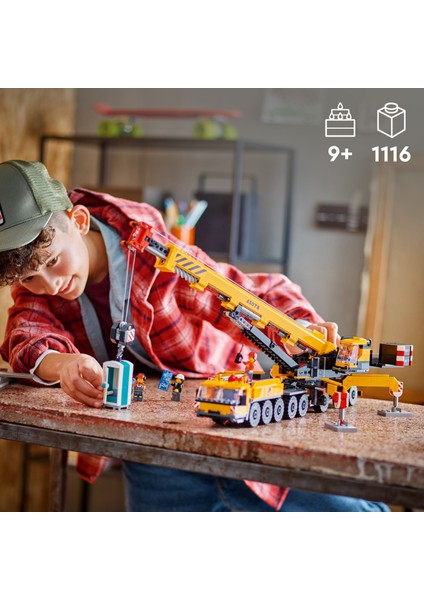 ® City Sarı Mobil İnşaat Vinci 60409 - 9 Yaş & Üzeri Çocuklar için Yaratıcı Oyuncak Yapım Seti (1116 Parça)