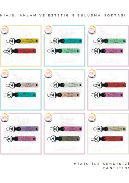 Motosiklet Sürücüsüne, Isim Plaka ve A Rh (-) Yazılı Acil Durum X2 Anahtarlıklar, Kül Gri-Pudra-Laci fiyatları