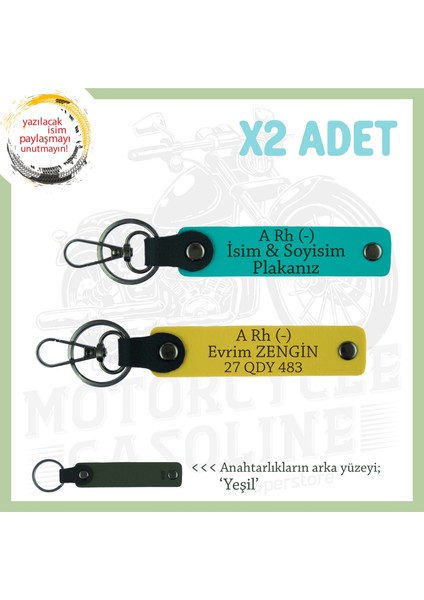 Hız Severlere Özel Isim Plaka, A Rh (-) Kan Grubu Yazılı X2 Anahtarlık Hediyesi, K Turkuaz-Sarı-Ysl