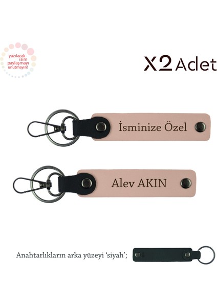 Hemşireye Doğum Günü Sürprizi, Isimli & Soyisimli 2’li Anahtarlık Hediye Takımı, Yavru Ağzı-Siyah