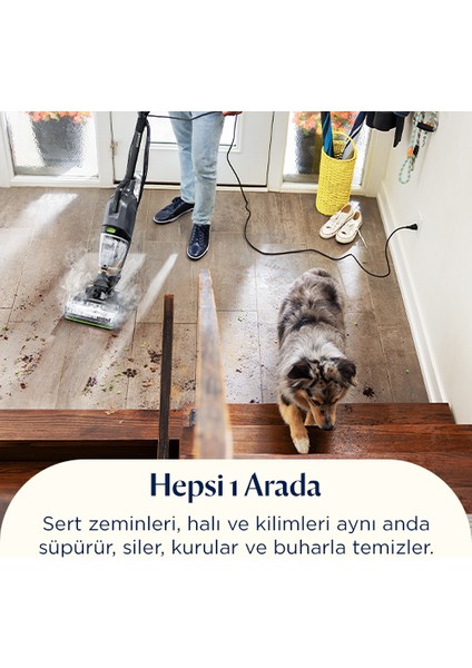 Crosswave Hydrosteam Pet Pro 1100 Watt Buharlı Dikey Süpürme ve Silme Makinesi