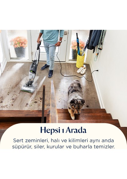 Crosswave Hydrosteam Pet Select Buharlı Dikey Süpürme ve Silme Makinesi