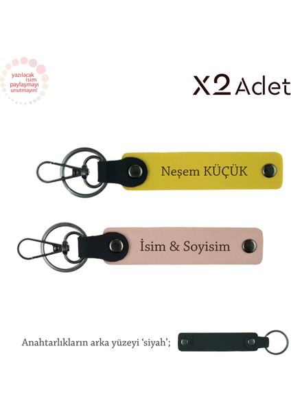 Patrona Anlamlı Sürpriz, Isim Yazılı 2’li Anahtarlık Seti, Yavru Ağzı-Sarı-Siyah