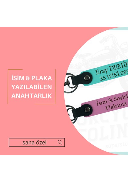 Sürüş Tarzınızı Yansıtan Deri Anahtarlık – Plaka ve Isimli 2’li Kombin, Koyu Kahve-Pembe-Sk fiyatları