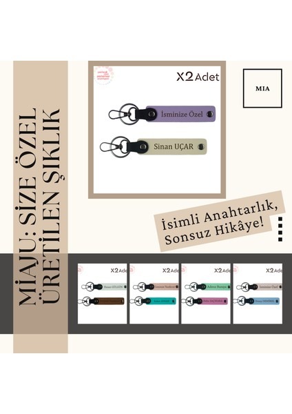 Kankaya 14 Şubat Sürprizi, Isim & Soyisim Yazılı 2’li Anahtarlık Seti, Kırmızı-Sarı-Yeşil