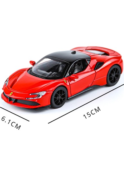 1:32 Ferrari SF90 Supercar Yüksek Simülasyon Diecast Metal Alaşım Model Araba Ses Işık Geri Çekin Koleksiyonu Oyuncak Hediyeler (Yurt Dışından)