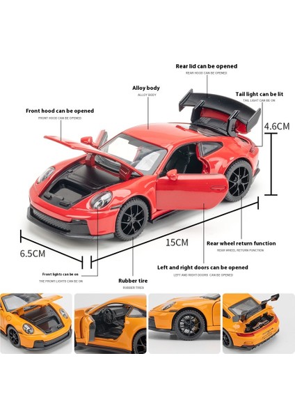1:32 911 Gt3 Rs Alaşım Spor Araba Modeli Döküm Metal Araba Yarışı Araçlar Modeli Yüksek Simülasyon Ses Işığı Çocuk Oyuncağı Hediye Çocuk (Yurt Dışından)