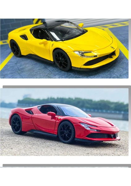 1:32 Ferrari SF90 Supercar Yüksek Simülasyon Diecast Metal Alaşım Model Araba Ses Işık Geri Çekin Koleksiyonu Oyuncak Hediyeler (Yurt Dışından) modelleri