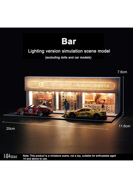 1/64 Taverna Restoranı Modeli Sahne Lamba Versiyonu ile Simülasyon Modeli Sahne Dekorasyon Toplama (Bebekler ve Araba Modelleri Hariç) (Yurt Dışından)