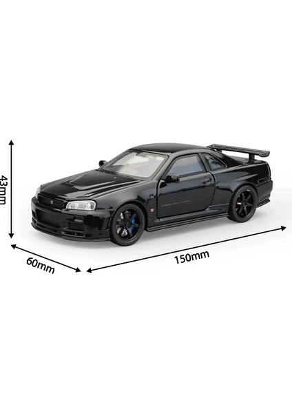 1:32 Nissan Skyline Gtr R34 Alaşım Ölçekli Model Araba Döküm Metal Araç Ses ve Işık Koleksiyon Çocuk Oyuncağı Hediyeler (Yurt Dışından)