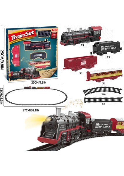 Elektrikli Tren Rayı Seti Işıkları ile Ses Retro Simülasyon Demiryolu Araba Modeli Çocuk Demiryolu Oyuncakları Çocuklar Için Noel Hediyesi (Yurt Dışından)